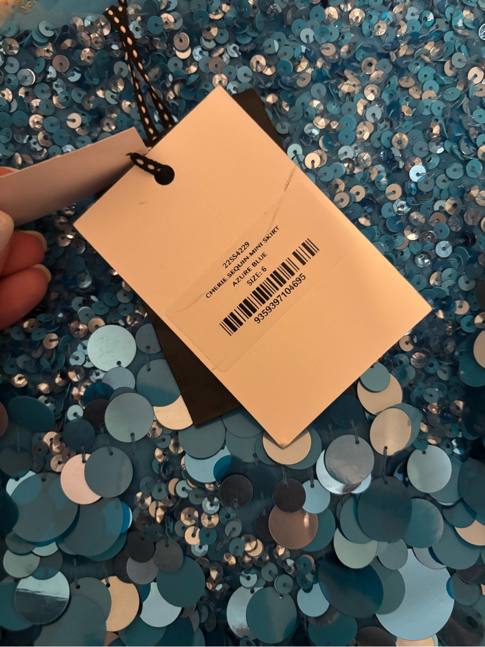 AJE Cherie Sequin Mini Skirt Azure Blue Size AU 6 US 2 NEW NWT - Picture 5 of 6